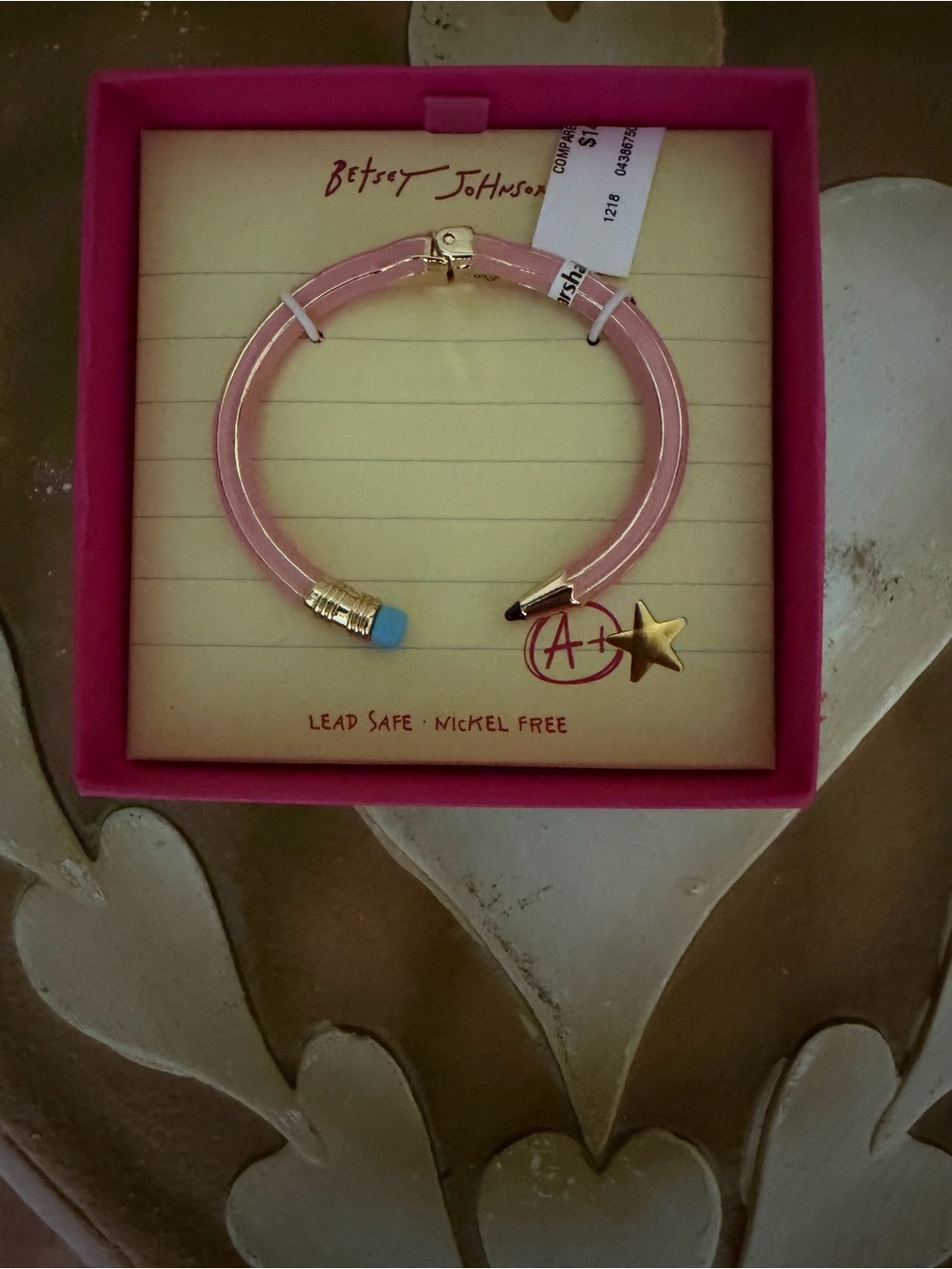 Betsey Johnson Pink Pencil Hinged Bracelet